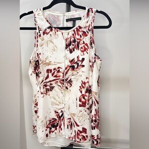 WHBM Floral Sleeveless Top - Red and Cream